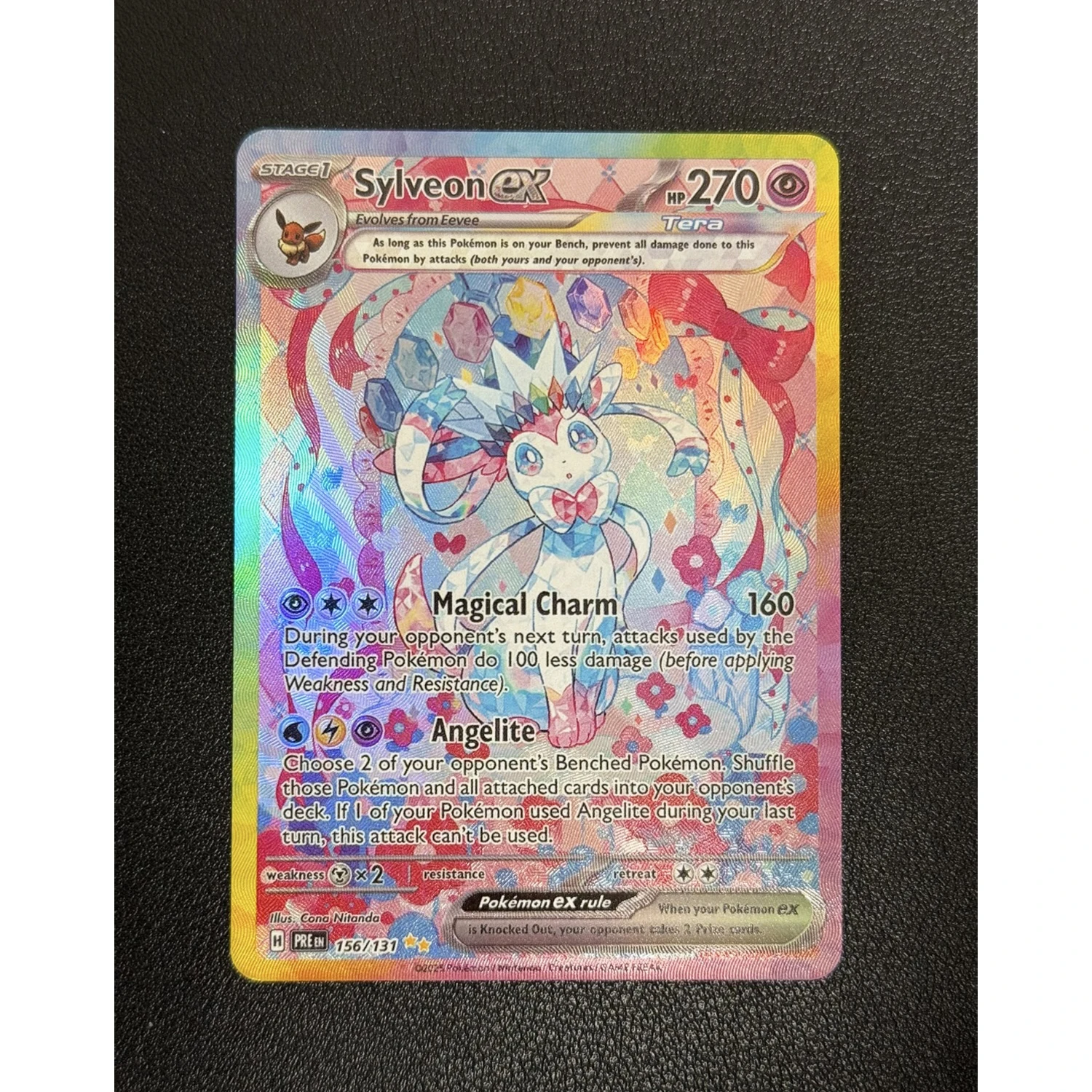 Diy Ptcg English Version Eeveelution Ex Umbreon Sylveon Leafeon Refraction Flash Card Anime Collection Card Gift Toy 9Pcs/set collectible card game toy