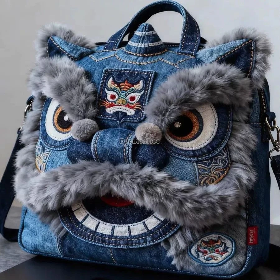 Nuovo Zaino Accessorio Hanfu 2026, Stile Retrò Cinese Migliorato, Borsa Grande a Tracolla con Ricamo Etnico Nazionale, Stile Cowboy - immagine 3