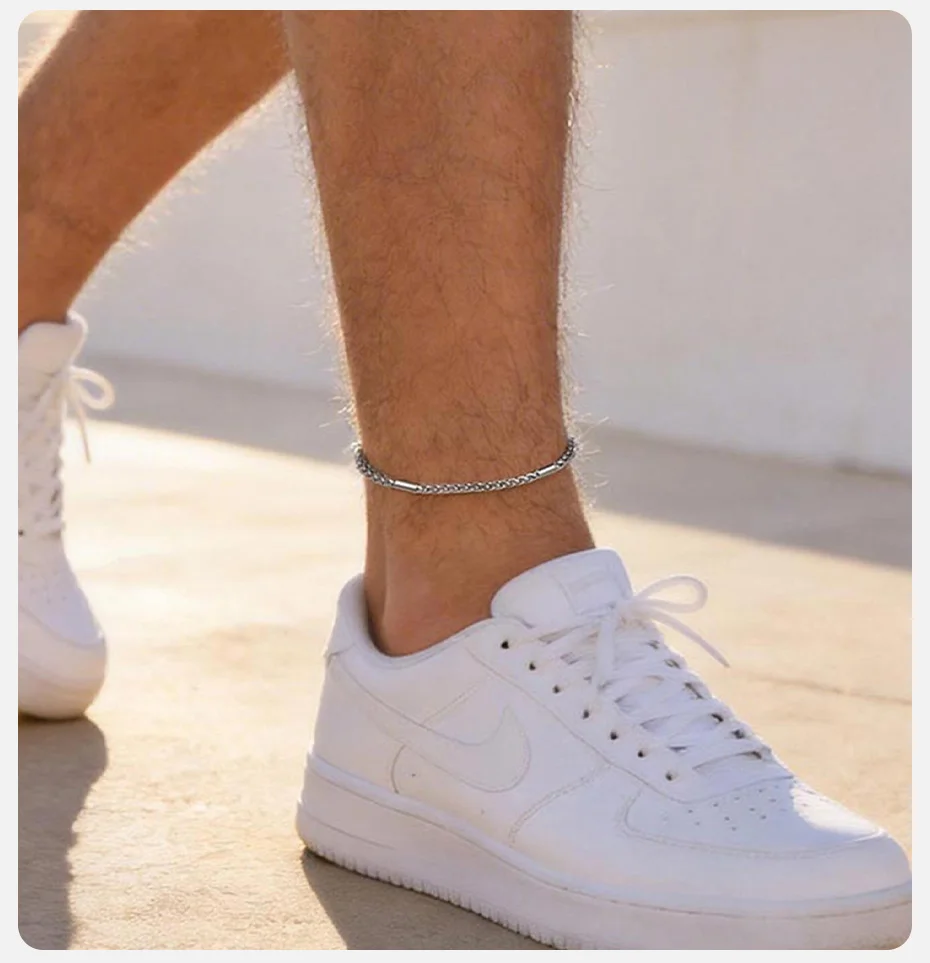 Vnox Edelstahl Verstellbare Fußkettchen für Herren, Runde Kabelkette Fußschmuck, Wasserfester Klassischer Strand-Schmuck – Detail 3