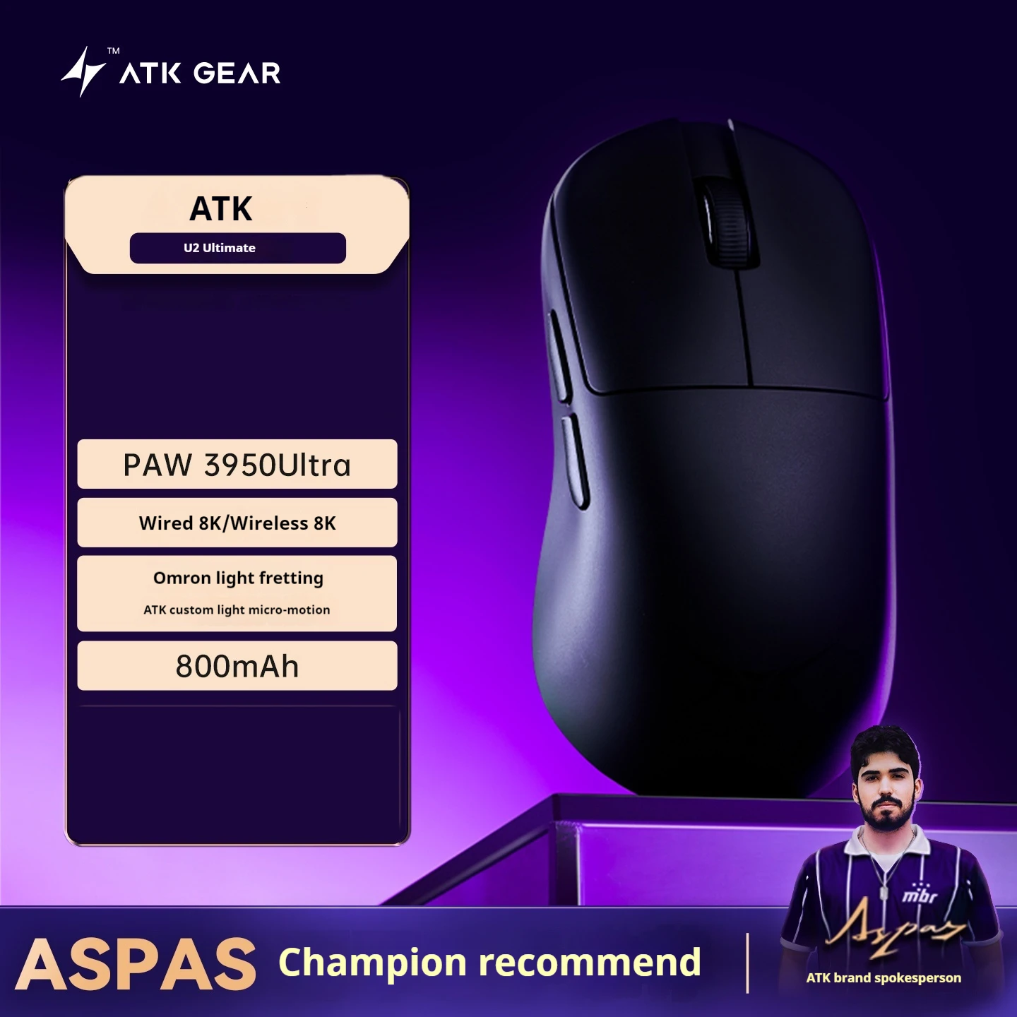 New ATK U2 Ultimate Gaming Mouse Lightweight Wireless