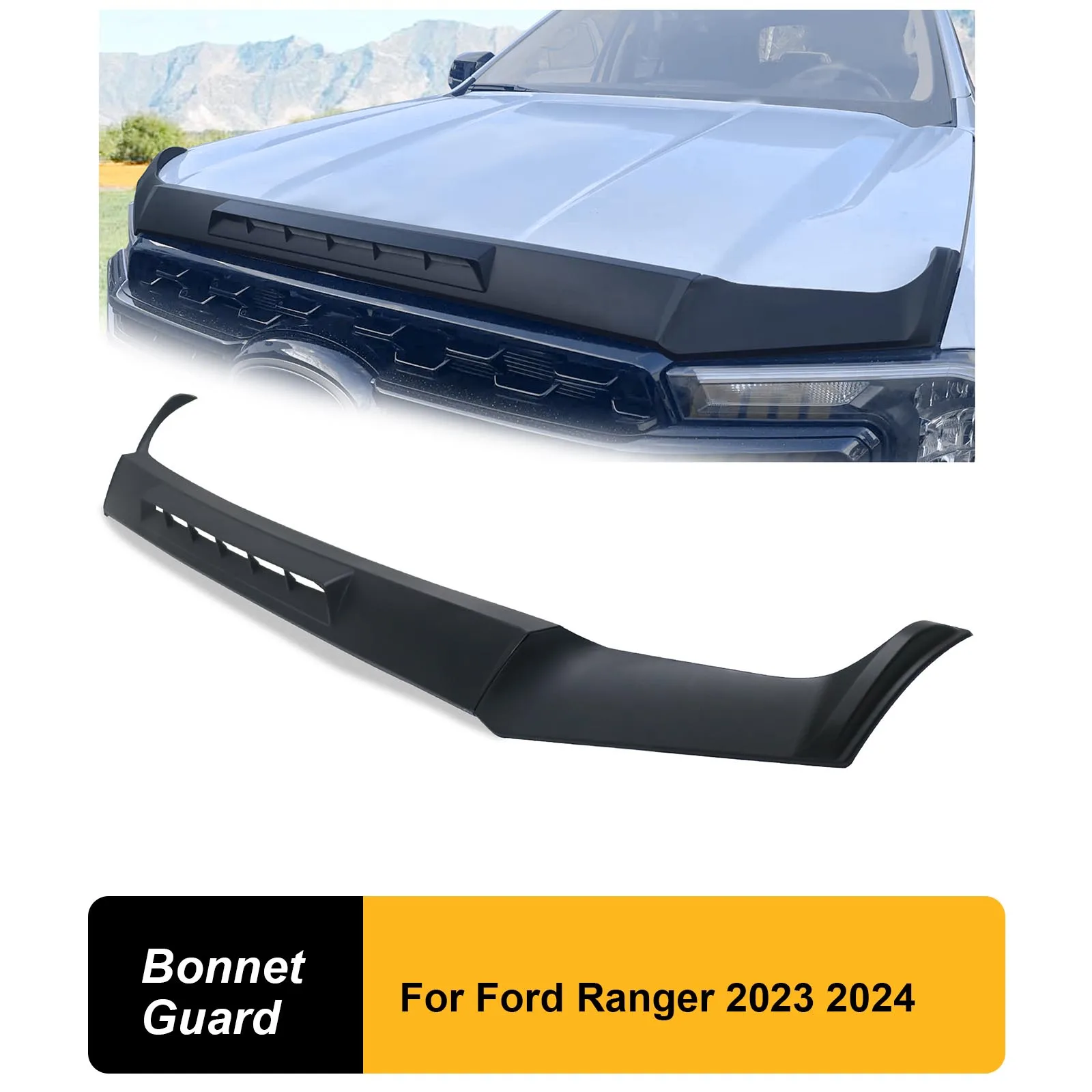 

Matte Black Front Bonnet Protector Stone Guard Trim Cover For Ford Ranger T9 2023 Next Gen Accessories