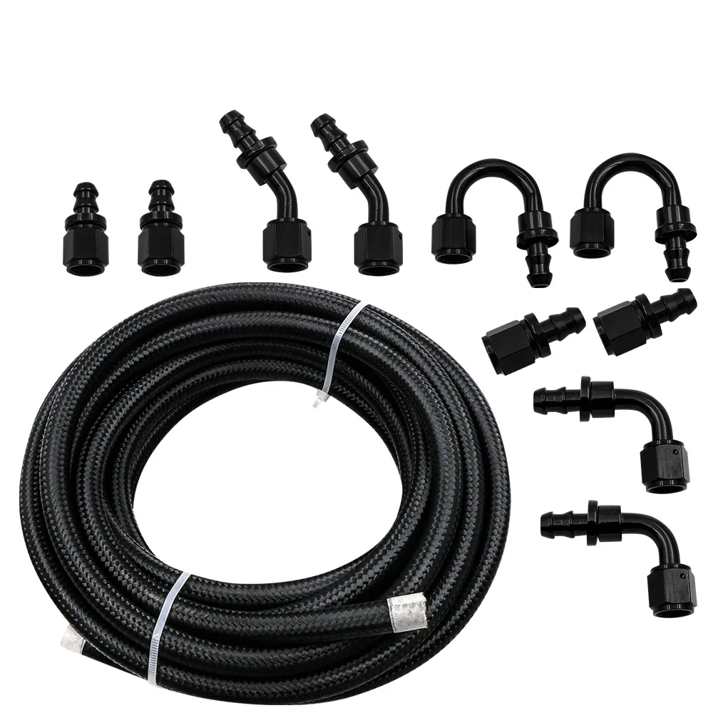 

Automobile body and accessory parts 6m black nylon braided fuel pipe AN6 oil-cooled joint set