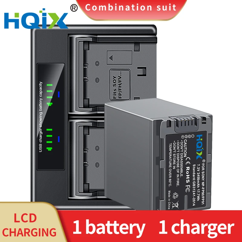 

HQIX for Sony DCR-HC65 HC85 HC96 HC32 SR100 SR40 SR70 SR80 SR50 SR60 HC3 30 Camera NP-FP90 Dual Battery Charger