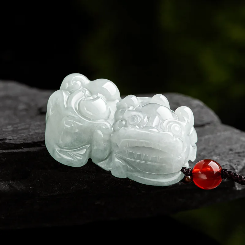

Natural Myanmar A Jadeite Glutinous Seed Small Bully Pixiu Pendant Jade Fortune Pendant For Men Women Charms Jewelry Drop Ship