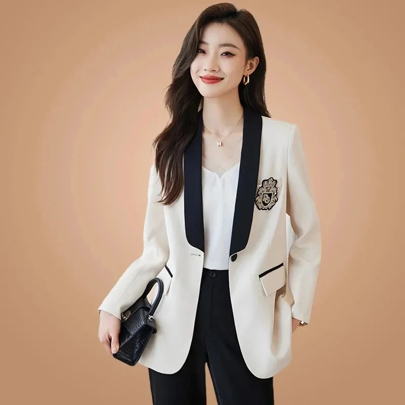 

Новинка 2024, небольшой очаровательный ветрозащитный Блейзер, Женский весенне-осенний Повседневный высококачественный костюм на одной пуговице с длинными рукавами, женский пиджак, топы