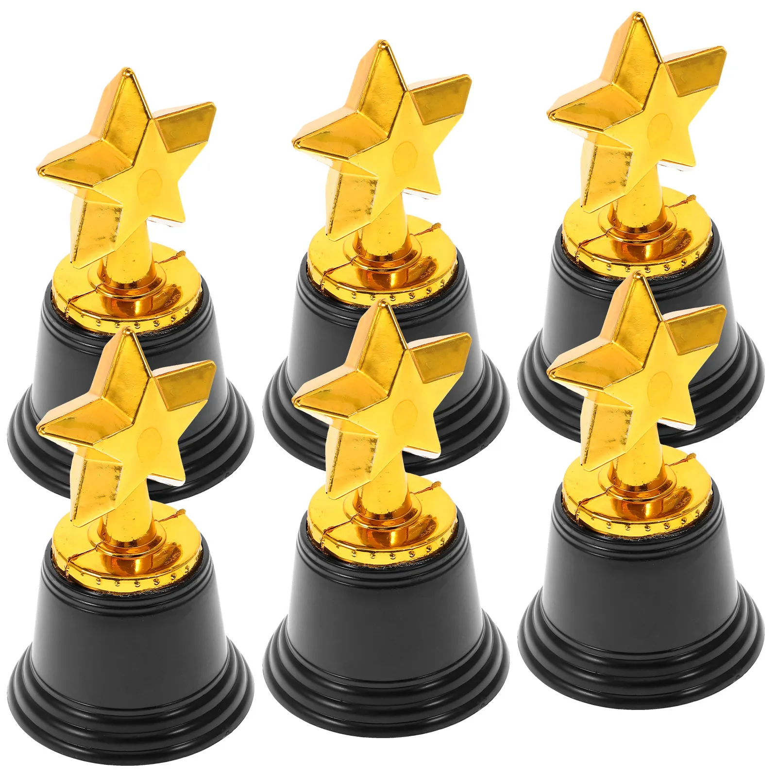 6Pcs 별 모양의 플라스틱 트로피 상 파티 게임 교실 상품 초등학교 행사 선물 가방 선물 골든 파티