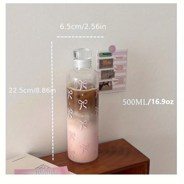 500ML Kawaii Bow Plastic Water Bottle, Transparent Time Scale Cup, Outdoor Sports School Drinking Bottle,Clear Plastic Water Jug 6