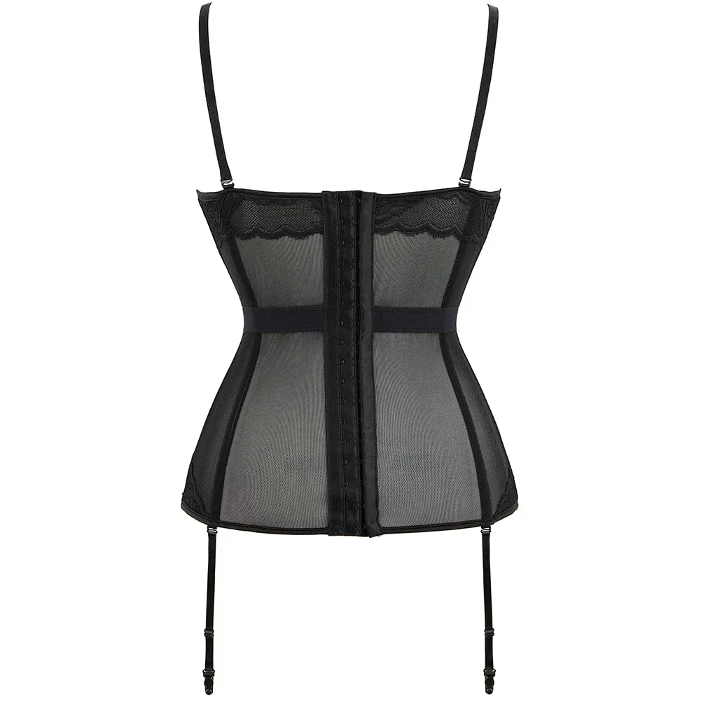 Women's Hot Sexy Lingeries Corset Ladies Transparent Lace Sexy Padded Bra Underwear Garter Belt