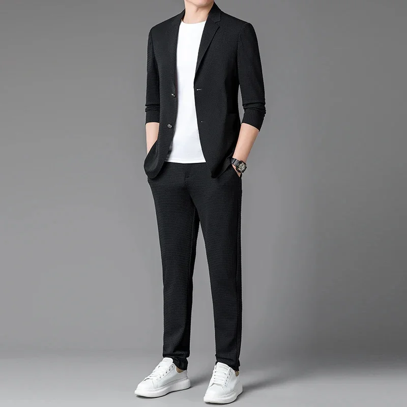 Traje de hombre primavera y otoño nueva moda crecer boda negocios casual dos piezas alta gama abrigo chaqueta