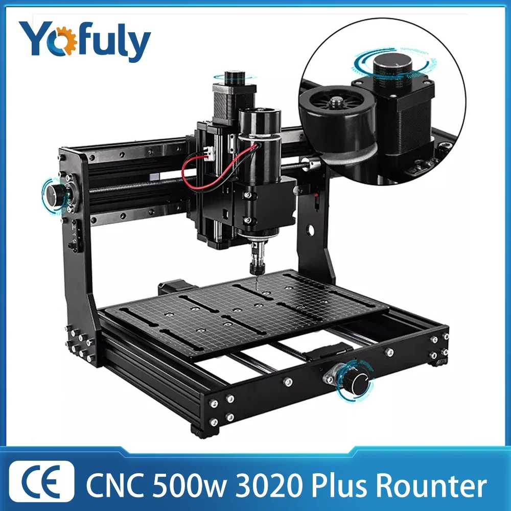 Yofuly CNC wood router machine 3020 Plus 500w Spindle Metal Cutting Milling Machine GRBL laser engraving machine DIY cnc engraving machine parts wood carving tools Stainless Steel MDF