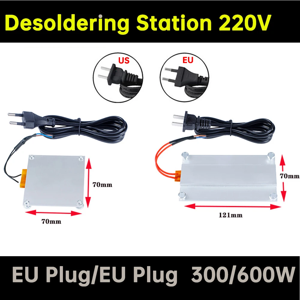 H Soldering Station LED Desoldering Board Heating Soldering Chip Demolition Welding BGA Lampstand Rectangle 300W 600W EU/US Plug aixun internet hot air gun desoldering station h310d for bga chip logic board soldering repair smd 1000w power rework station