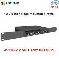 9.5 Inch Topton 1U Rack-mounted Intel N100 Mini PC Home Server Firewall Router 2.5G Gateway Network Security with 4*2*10G SFP 2