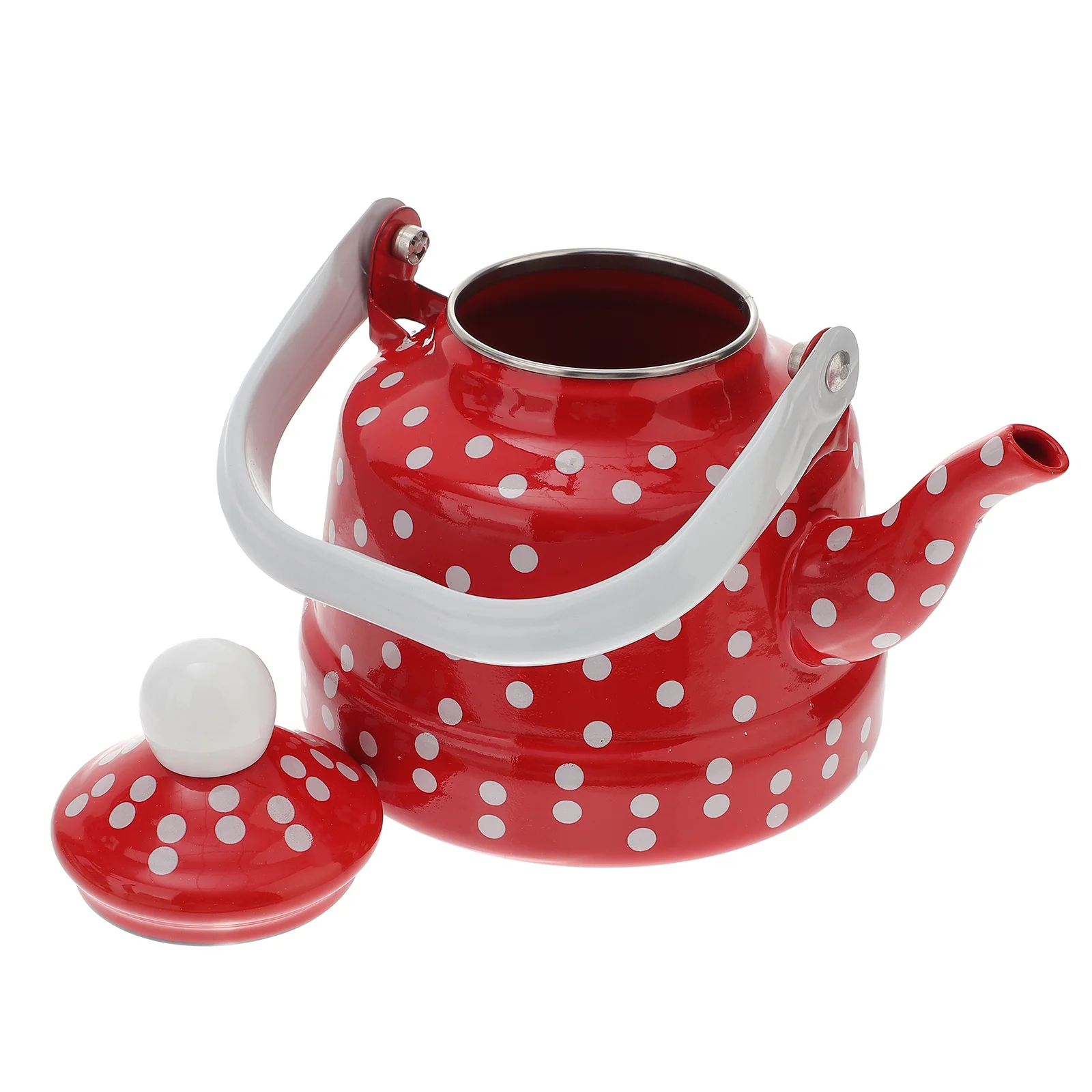 

Enamel Kettle Red Polka Dot Durable Heating Water Kettle Lovely Enamel Teapot Kitchen Teapot Metal Tea Kettle For Home