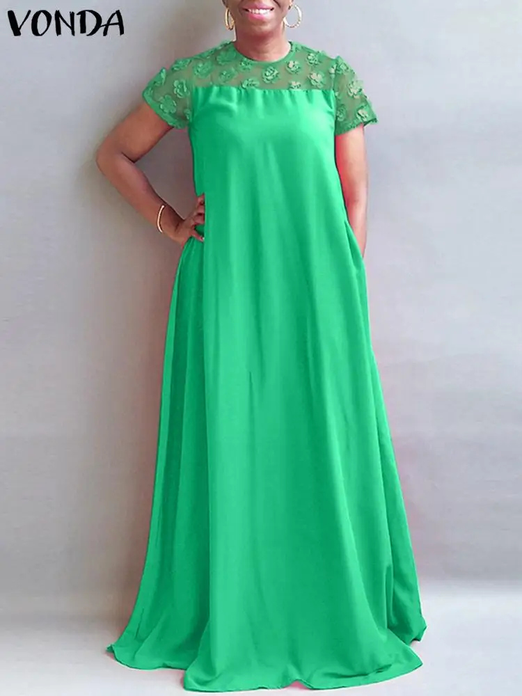 VONDAWomenPartyDressSummerVestidosAutumnMaxiDress2023Casual