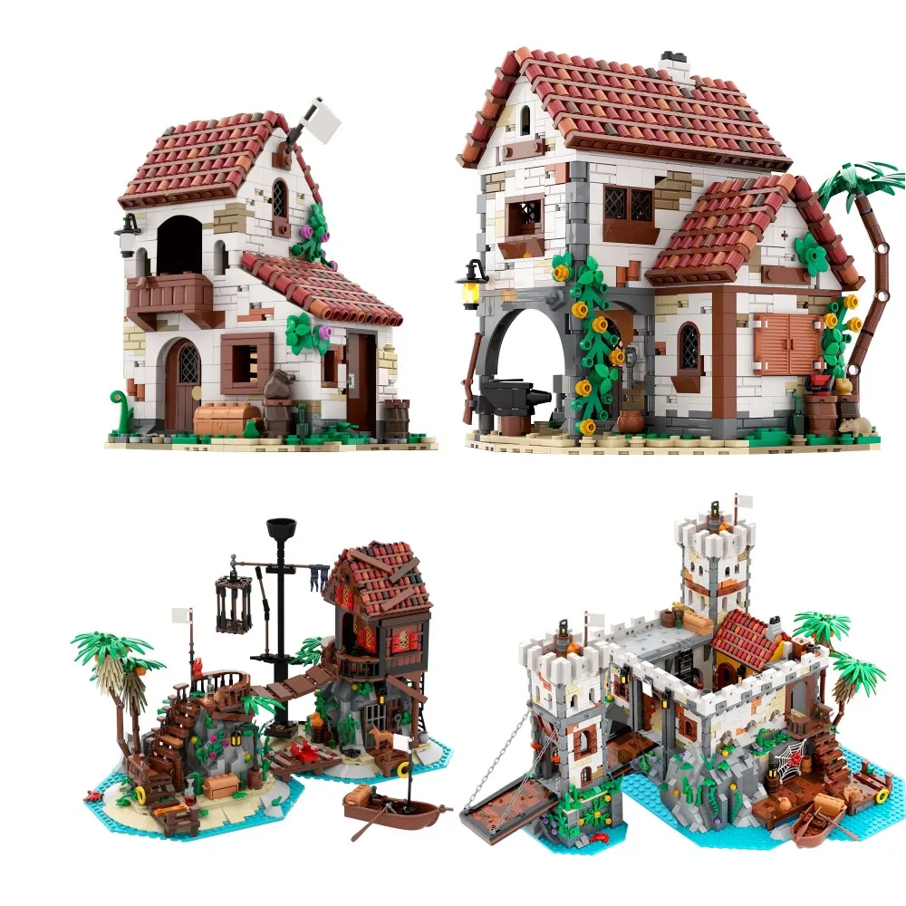 Gobricks Moc Pirates Of Barracudas Bays Building Block Set 6270 Vietedens Islanded Remake Captain Red Beard Education Brick Toy