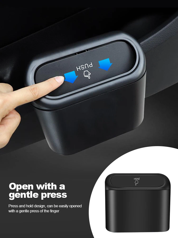 Car Trash Can Portable Hanging Car Interior Storage Trash Wastebasket with Lid for Office Home Auto Storage Bin Accessories