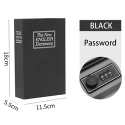 Secure Mini Dictionary Safe Box - Discreet Money & Valuables Storage (Black-Password)
