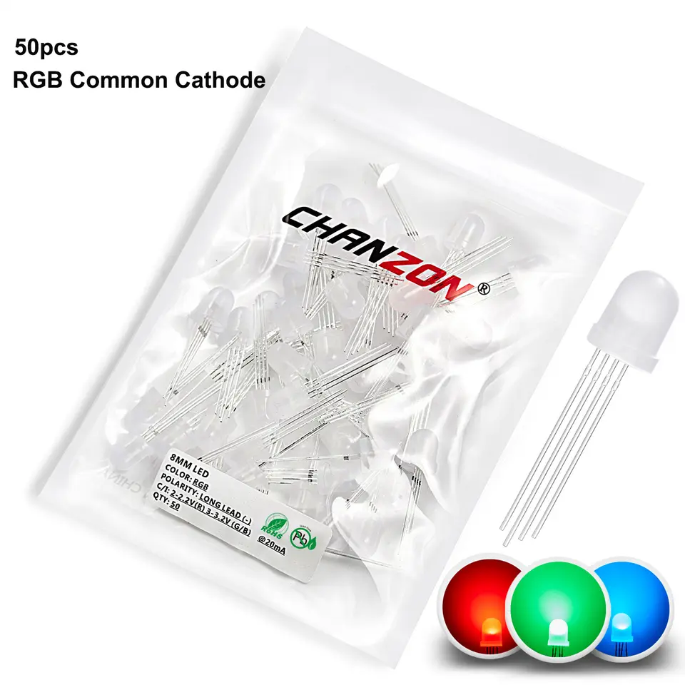 5mm 8mm 10mm Led Diode RGB Light Emitting 4 Pin Common Anode Cathode Tricolor Multicolor Clear Diffused DIY PCB Lamp Bulb image 16