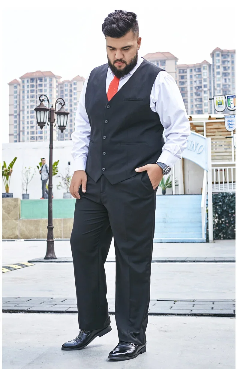 2025 Plus Size Suit Vest Men Solid Color Single Breasted Waistcoat For Host Groom Groomsmen Grey Black Navy Waist Coat 9XL 6