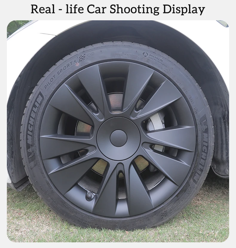 4PCS 18-Inch Knife Wheel Cover For Tesla Model 3 2017-2023 Performance Hub Caps Replacement Wheel Cap Full Rim Cover Accessories