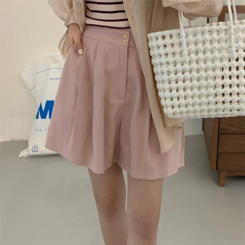 

Alien Kitty Summer Shorts OL Soft Wide Leg Women Solid Normcore 2023 Chic Casual Streetwear High Waist Loose Mujer New Slim