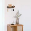 Rustic Wood Floating Shelf Wall Mounted for Entryway Decor Key Holder Rack with 8 Key Hooks For Hanging Keys Coats Dog Leashes 2