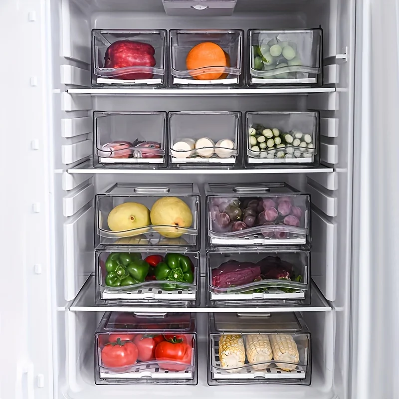 1pcKitchen refrigerator storage box drawer type fresh-keeping box eggs and meat food frozen finishing storage box 3