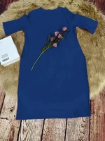 Plus Size 2025 New Large Size Casual Loose Short Sleeve Dress Pure Colour Pocket U Neck Casual Elegant - Image 3