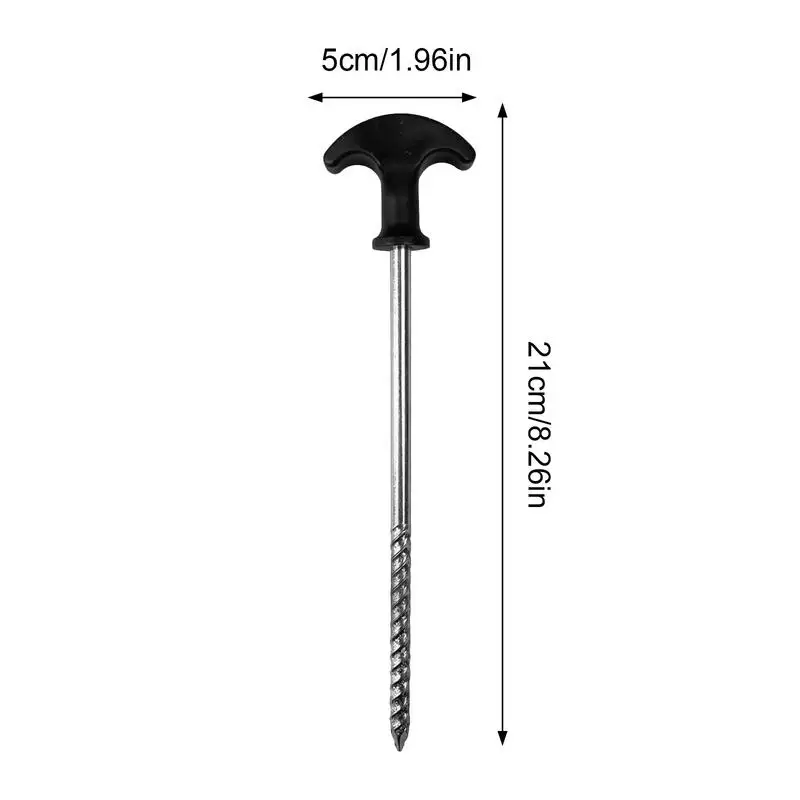 Tent Stake Pegs Carbon Steel Screw In Tent Stakes For Yard Portable Stakes T-Shaped Camping Stake Pegs Camping Peg For garden staples