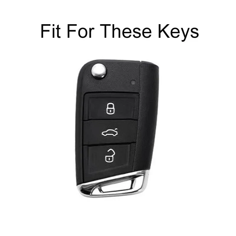 Key Case Gold Edge Car Key Case Full Cover Fob for VW Volkswagen Golf 7 MK7 Tiguan MK2 for SEAT Ateca Leon FR 2 Ibiza Skoda Octavia