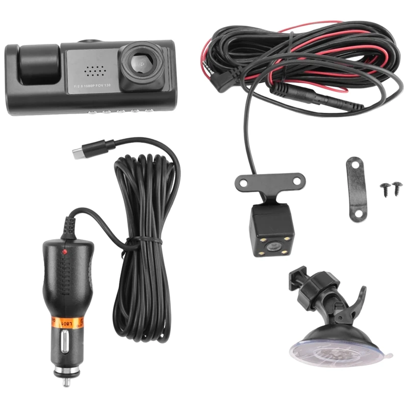 

3 Camera Lens Car DVR 3-Channel Dash Cam HD 1080P Front and Rear Inside Dashcam Video Recorder Night Vision
