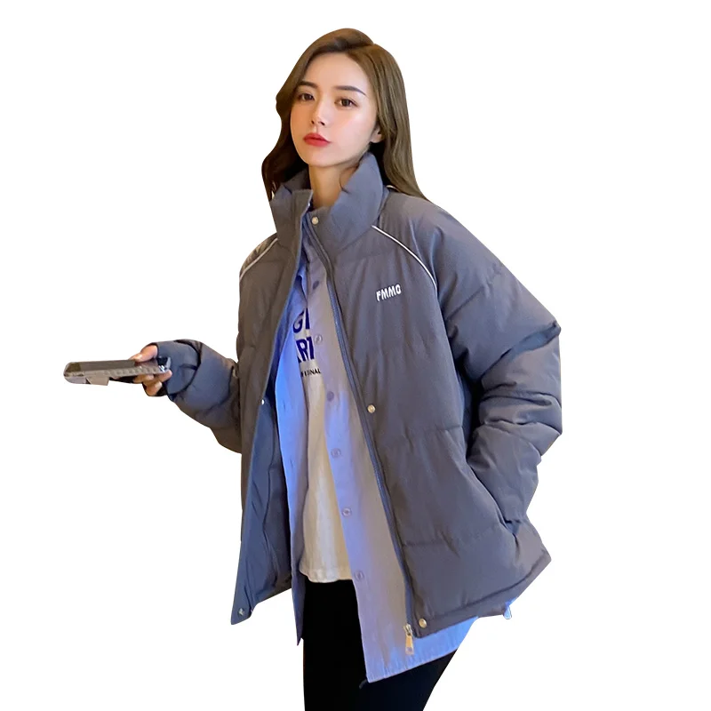 

2022 Solid Color Parka Fashion Casual Winter Coats For Woman Oversize Stand Collar Warm Women's Winter Jacket