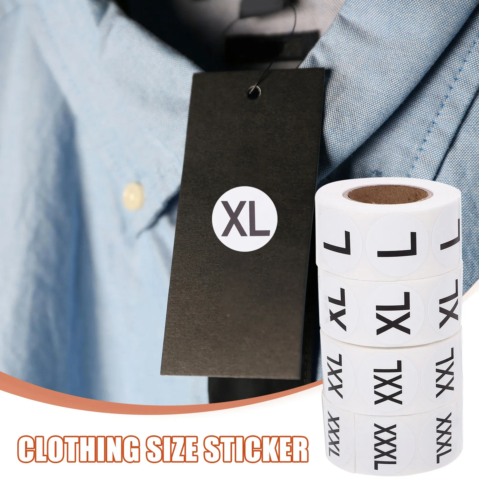 7롤 원형 의류 사이즈 스티커, 티셔츠, 셔츠 및 의류용 자가 접착 사이즈 라벨, 가정 및 소매점용, 쉽게 떼어 붙일 수 있음