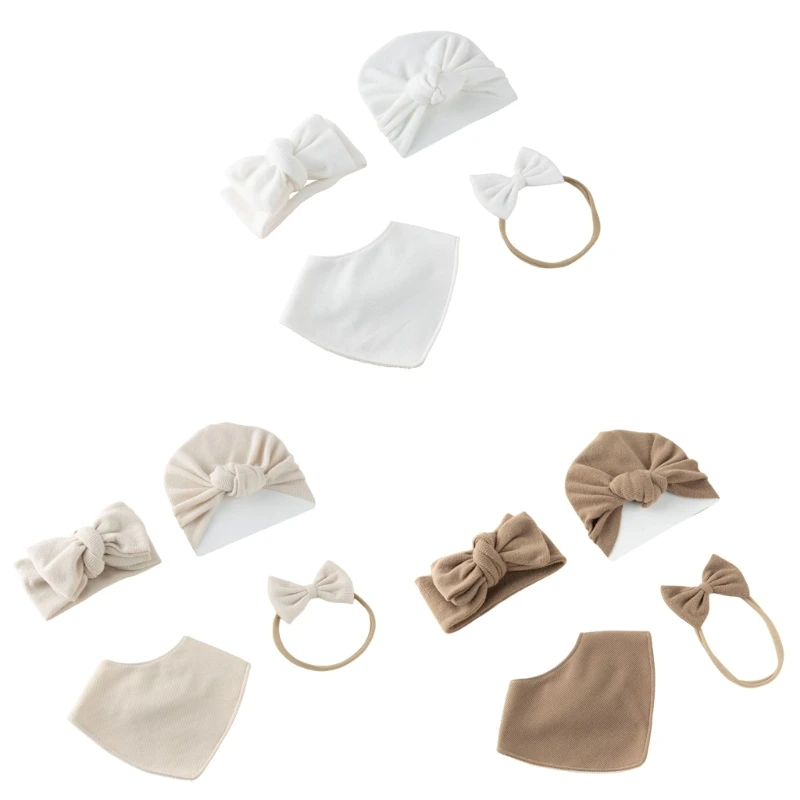 

Baby Drooling Apron Headwear Burp Cloth and Bowknot Headbands for Newborns