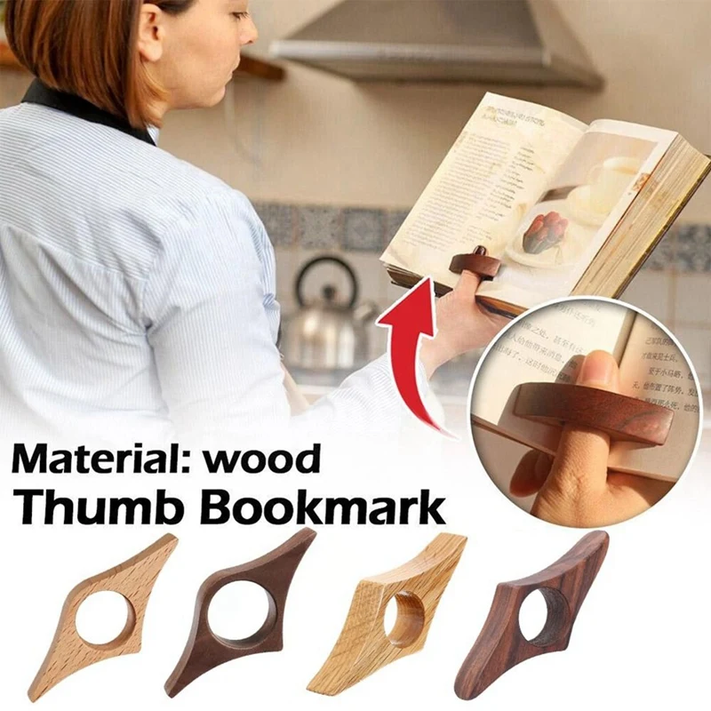 

2Pcs Wooden Thumb Bookmark Convenient Fashion Bookmark Thumb Book Holder Book Lovers Fast Reading Aids Tools