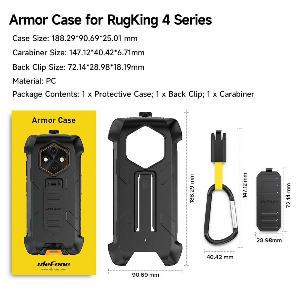 Ulefone Armor Case Shockproof Precise Cutouts Multifunctional Heavy Duty Protective Cover for RugKing 4 Pro
