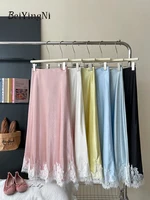 Beiyingni French Elegant Satin Mermaid Skirt Women Spring Summer Lace Patchwork Pack Hip Long A-line Skirts Office Ladies Faldas - Image 5