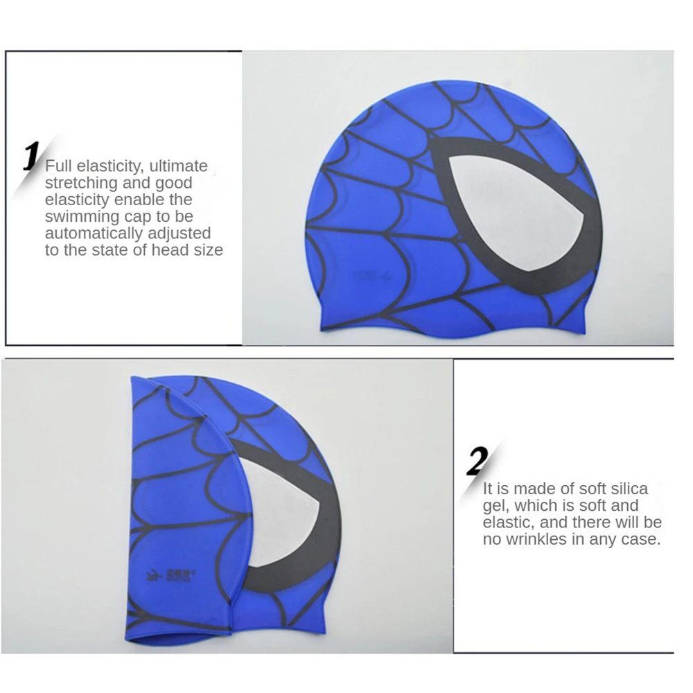 Swimming Cap Silicone Waterproof Swim Hat Men Women Adult Kids Long Hair Pool Caps Diving Swimming Equipment Elastic Cap Spider