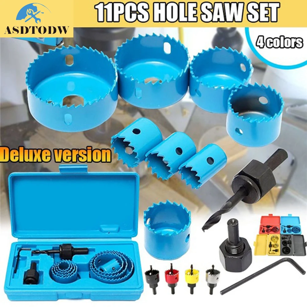 11pcs/set Hole Saw Cutting Set Kit Tools 1964mm Wood Metal Alloys