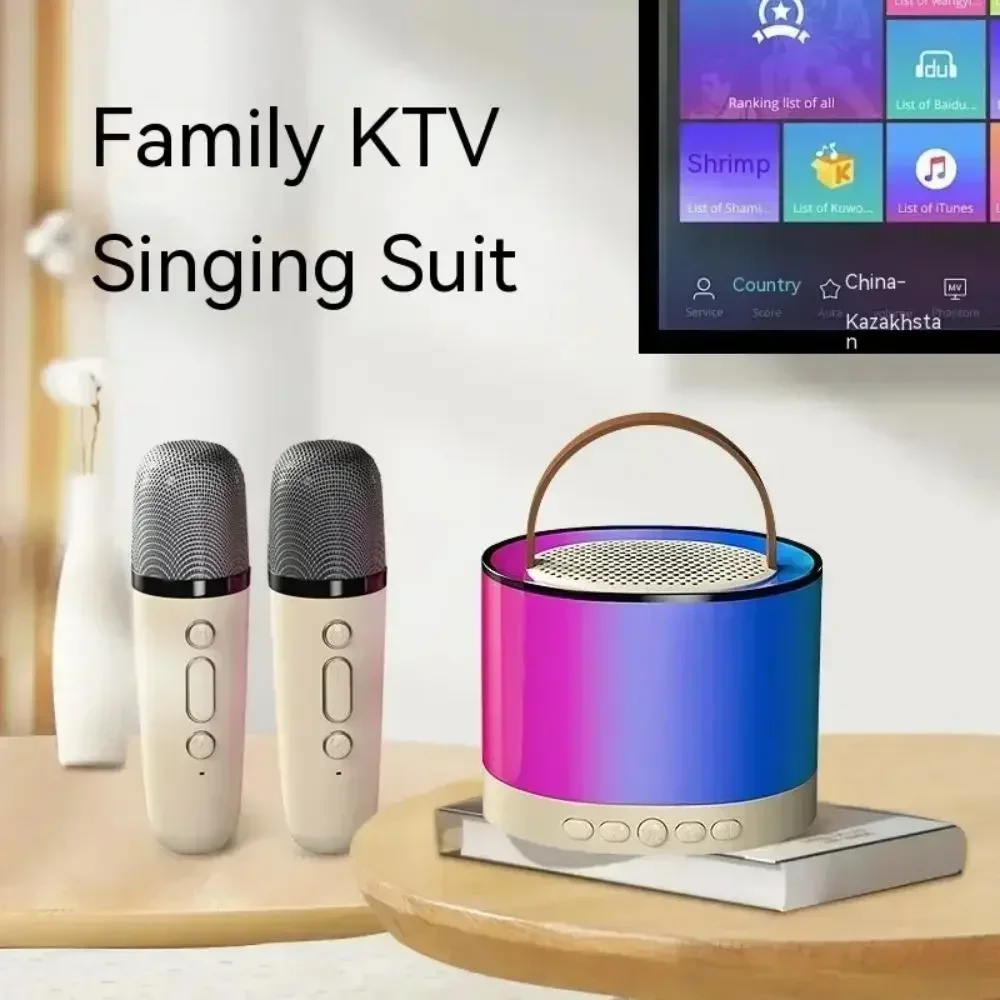 Karaoke Speakers K52 Wireless Bluetooth Speaker Multifunction with 2 Microphone RGB Portable Music Player for Child Home Gift karaoke speakers