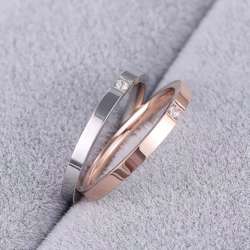 Stainless Steel Zircon Wedding Ring