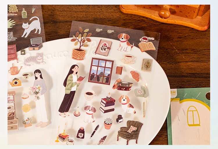 2sheets Creative Character Life Small Pattern PET Stickers DIY Diary Phone Case Scrapbook Aesthetics Stationery Stickers