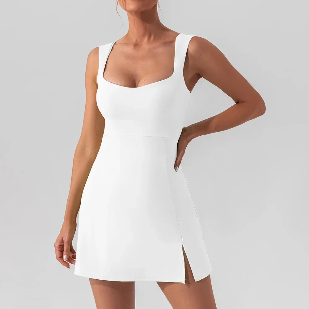 Tennis Skirt Women Golf Skirt Dress strap solid Quick Dry Soft Nylon Fitness Sleeveless Badminton Sports Dresses Gym Sportswear women dress,sports clothing