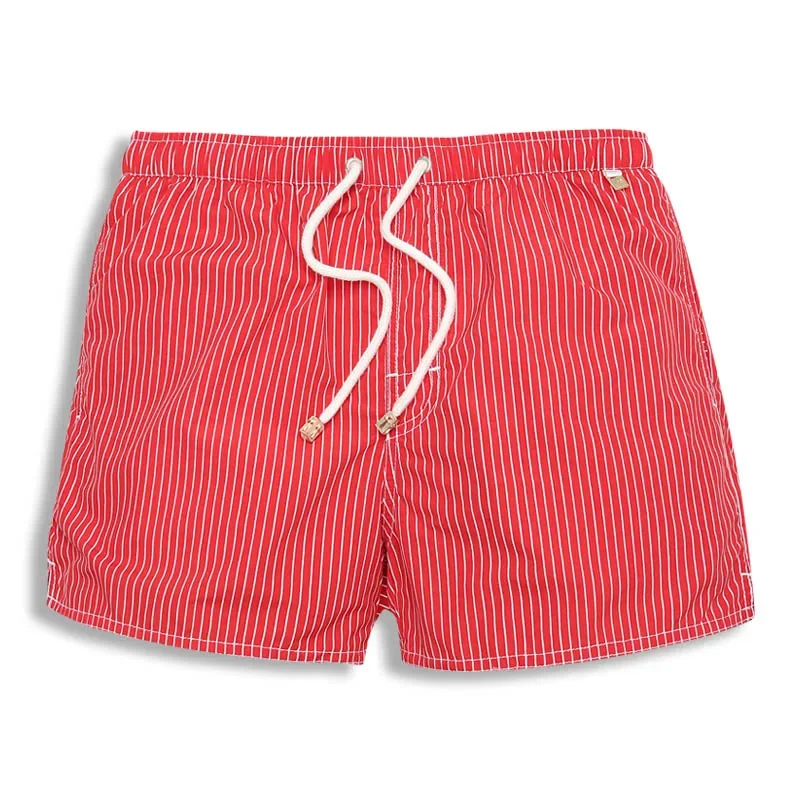 Gailang Beach Pants Men's Beach Vacation White Striped Shorts Hot Spring Swimming Pants with Inner Lining - 3