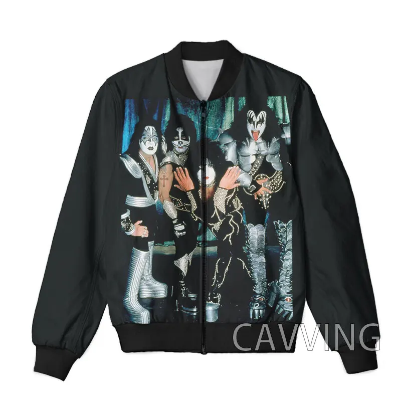 New Fashion Women/Men's  3D Print  KISS Rock Band   Zipper Bomber Jackets Men Overcoat Mens Coat Zip Up Jackets  K02 2