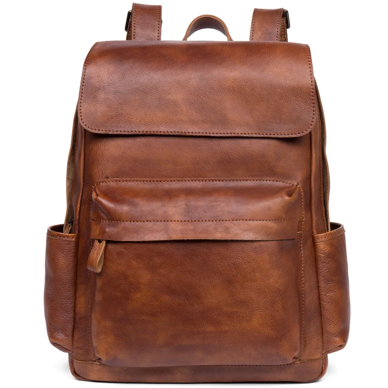 Retro trend handmade leather backpack men's business leisure leather backpack large-capacity travel bag computer bag