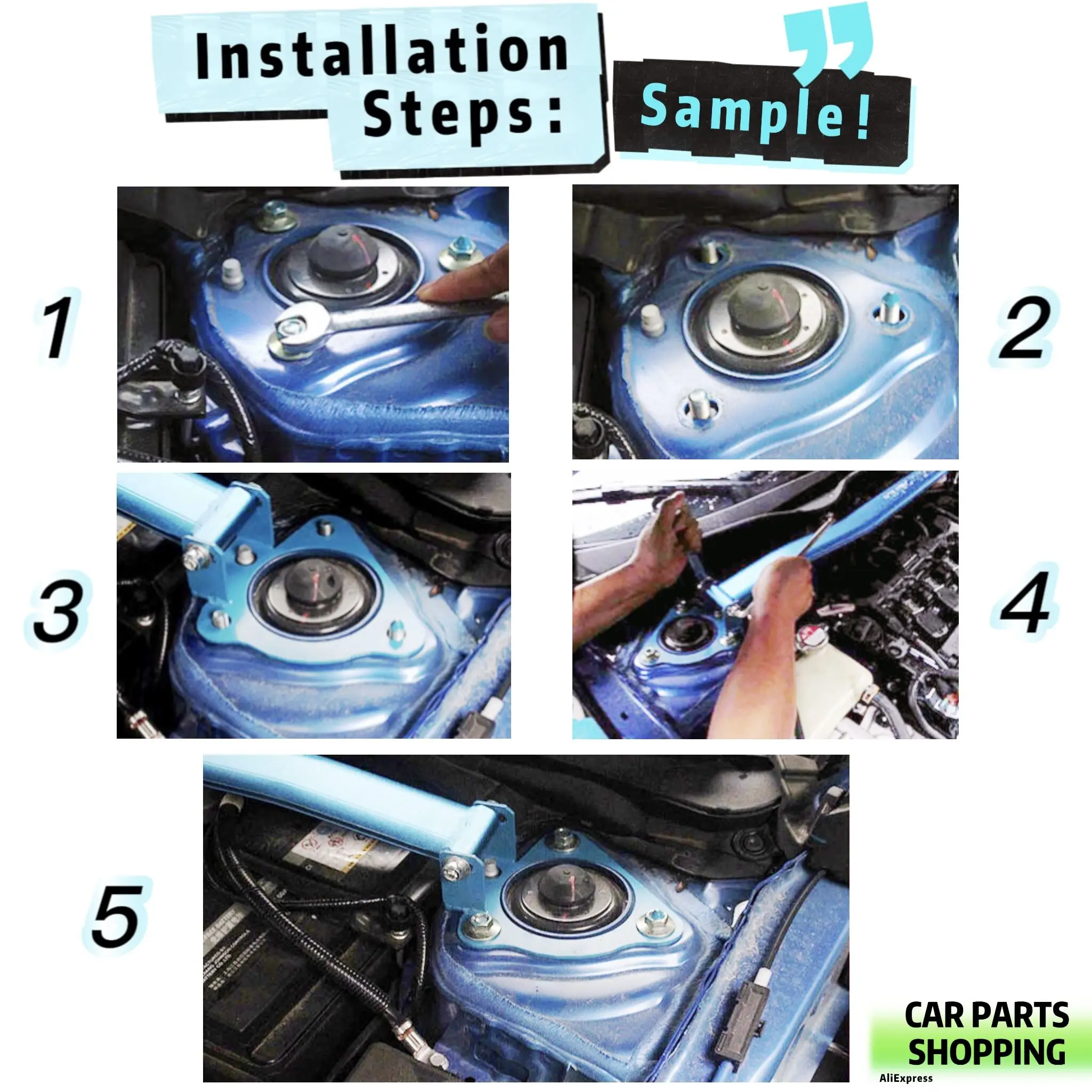 Engine Stabilizer Bar Front Upper Strut Tower Brace For BMW 1 & 3 Series F20 F21 F30 2017-2019 - Blue BMW Suspension