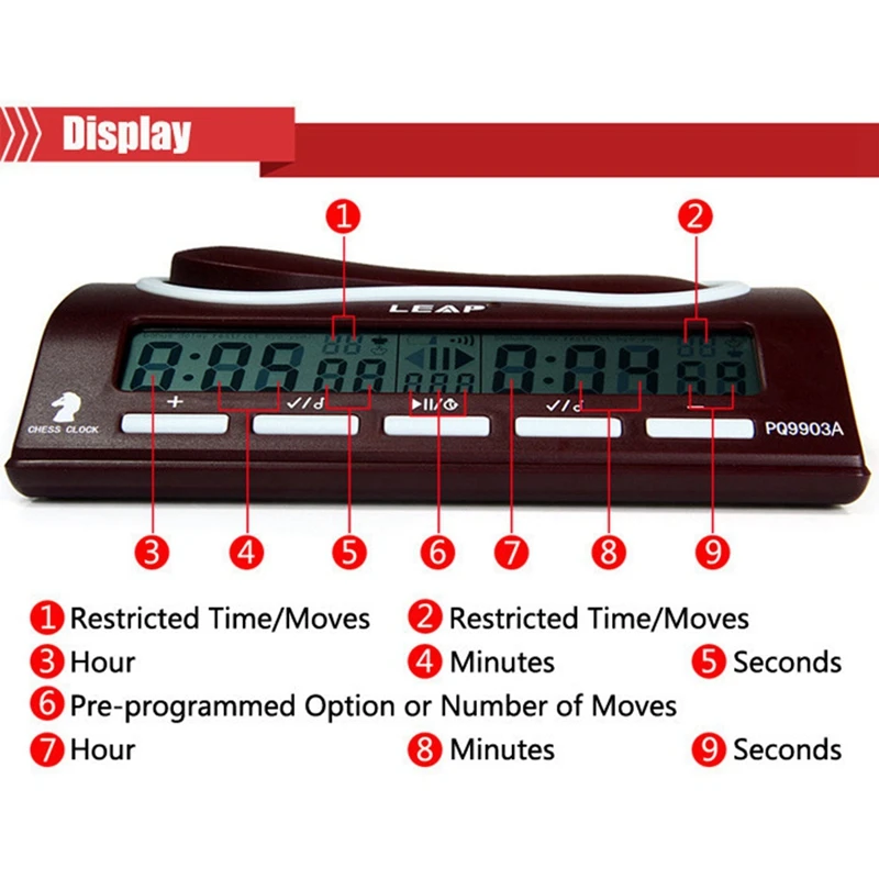 LEAP Chess Clock Advanced Digital Chess Timer with 7 Type 38 Timing Set Modes Clock Timer