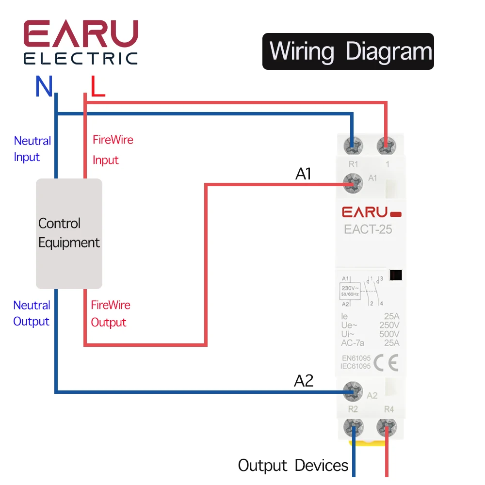 2P 16A 20A 25A 1NO 1NC 2NO 2NC AC 220V 230V 50/60Hz Din Rail Mounted Household