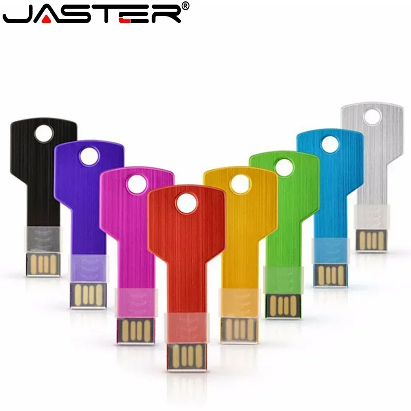 USB Flash Drive Flash Drive JASTER Metal key Shape USB 2.0 Flash Drives Pen Drives Waterproof Memory Stick Real Capacity U Disk 16GB 32GB 64GB USB stick 8GB